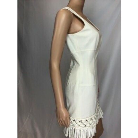 Aysha Womens Pencil Cocktail Dress Fringed White 2 - Picture 9 of 11